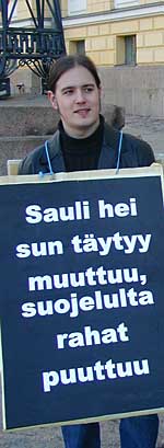 Viesti valtiovarainministeri Niinistölle 12.4.2002